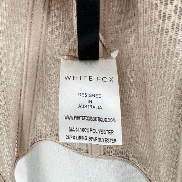 WHITE FOX Boutique Mesh Enlighten Me Bustier Top Medium Taupe Tan Corset Tank - Picture 13 of 16